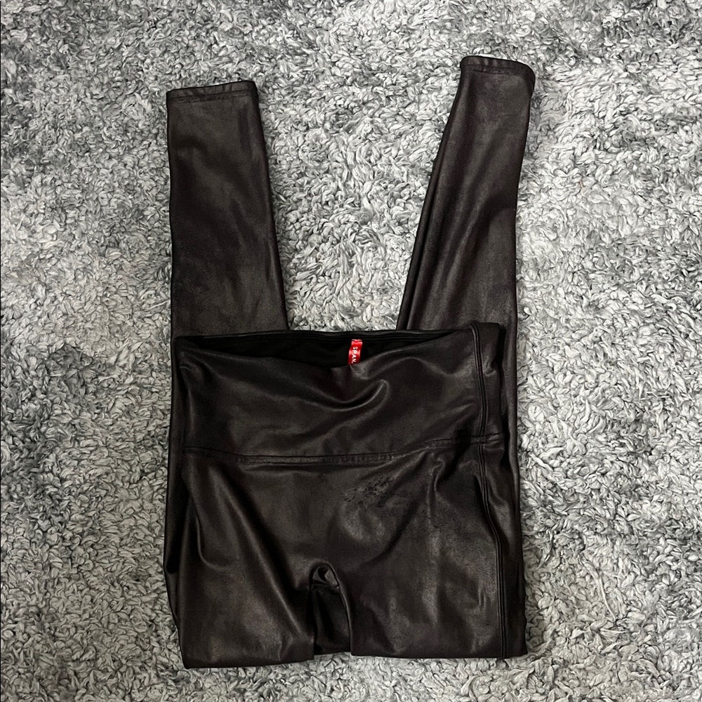 SPANX Black Faux Leather Leggings